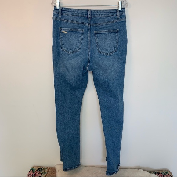 Michael Kors Blue Flare Wide Leg Jeans with Classic Medium Wash 10 - Picture 2 of 8